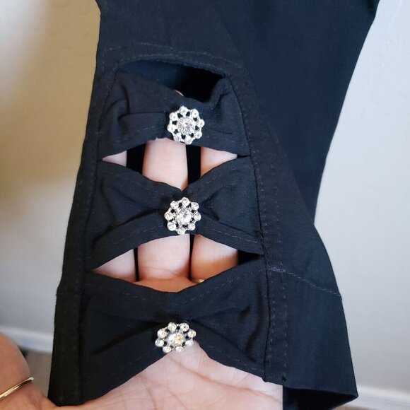 Soft Surroundings Super Stretch Sparkle Capri Pant Black Sz Small Tummy Control - Picture 3 of 6